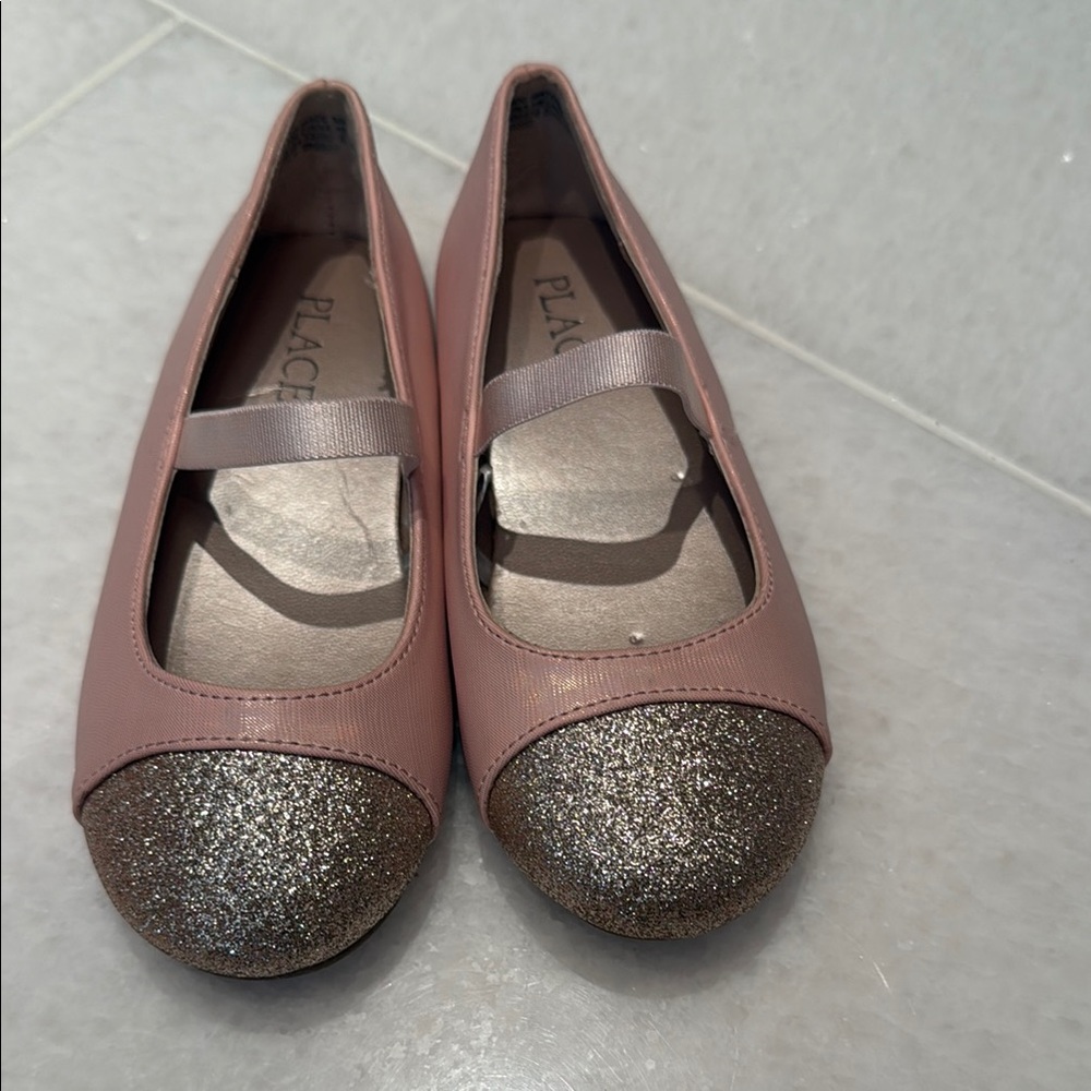Pink Glitter Toe Ballet Flats